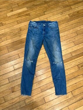 Woman’s Mother looker fray ankle jeans denim bottoms pants distressed